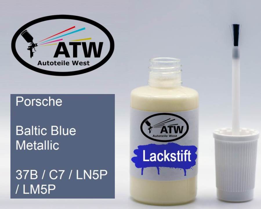 Porsche, Baltic Blue Metallic, 37B / C7 / LN5P / LM5P: 20ml Lackstift, von ATW Autoteile West.